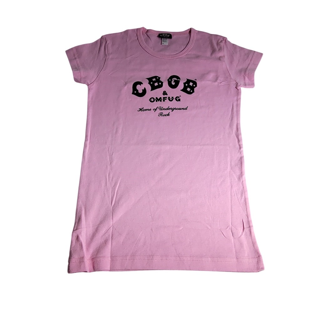 CBGB OMFUG Home of Underground Rock Pink Graphic T-Shirt Womens Medium Slim Fit